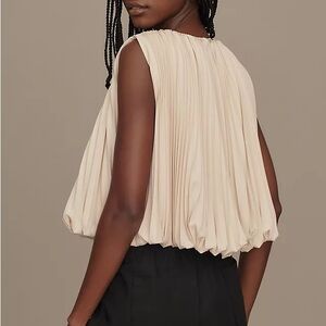 Anthropologie Mare Mare Pleated Sleeveless Top in Cream Like New Size Small